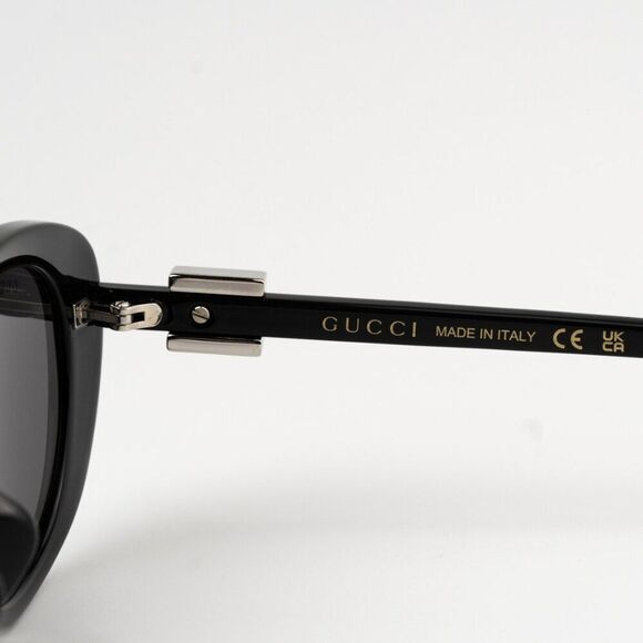 NEW Gucci GG1684SA 001 Black Grey Unisex Oval Sunglasses GG 1684SA - Picture 8 of 12